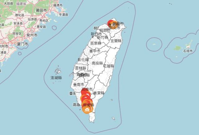 台灣新聞通訊社-快訊／雨灌全台！雙北入淹水警戒區　「12縣市」豪、大雨特報