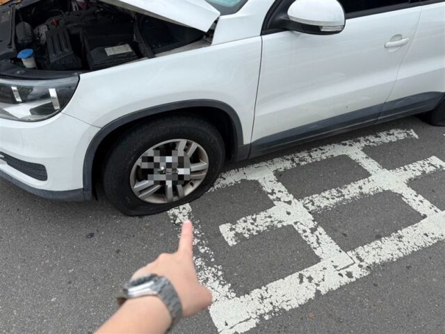 台灣新聞通訊社-國道驚魂！多車新竹段「中鏢」輪胎破…兇手現形　警調監視器追人