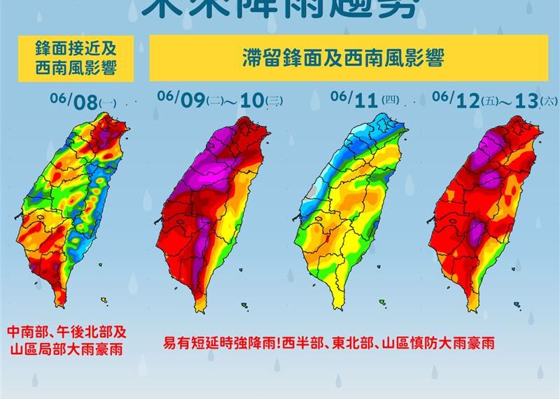 台灣新聞通訊社-保握今天陽光!明起鋒面+西南風報到 全台連下雨9天
