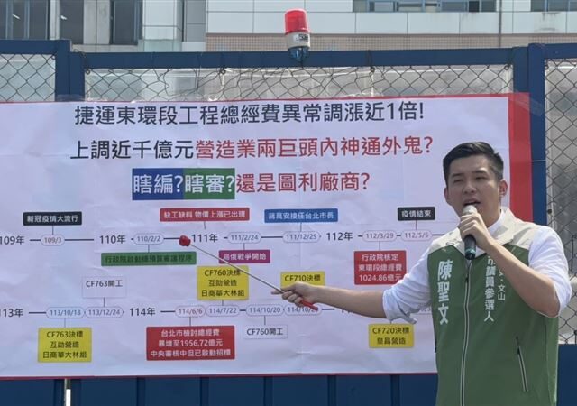 台灣新聞通訊社-藍批高捷漲63%控管失當　陳聖文：東環暴漲100%怎說？