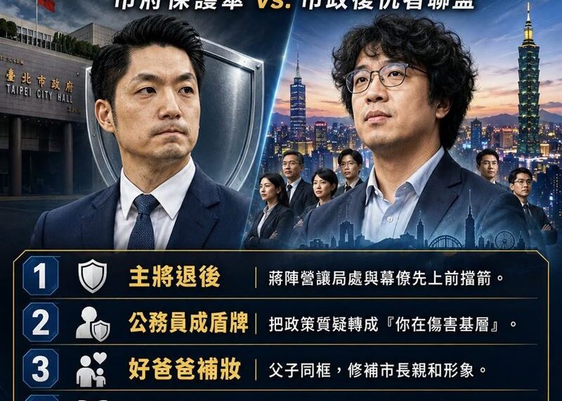 台灣新聞通訊社-市府保護傘對上市政復仇者聯盟!蔣萬安進入守勢階段 沈伯洋啟動團體戰