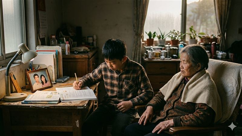 台灣新聞通訊社-手長瘤、父驟逝母罹癌！南澳少年「邊讀書邊顧罕病外婆」背後故事惹鼻酸