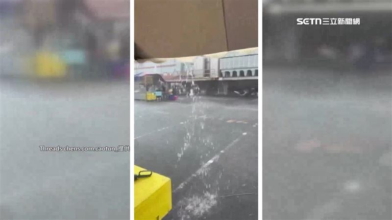 台灣新聞通訊社-雨彈狂炸中部!遮雨棚遭吹掀 攤商嘆沒法營業