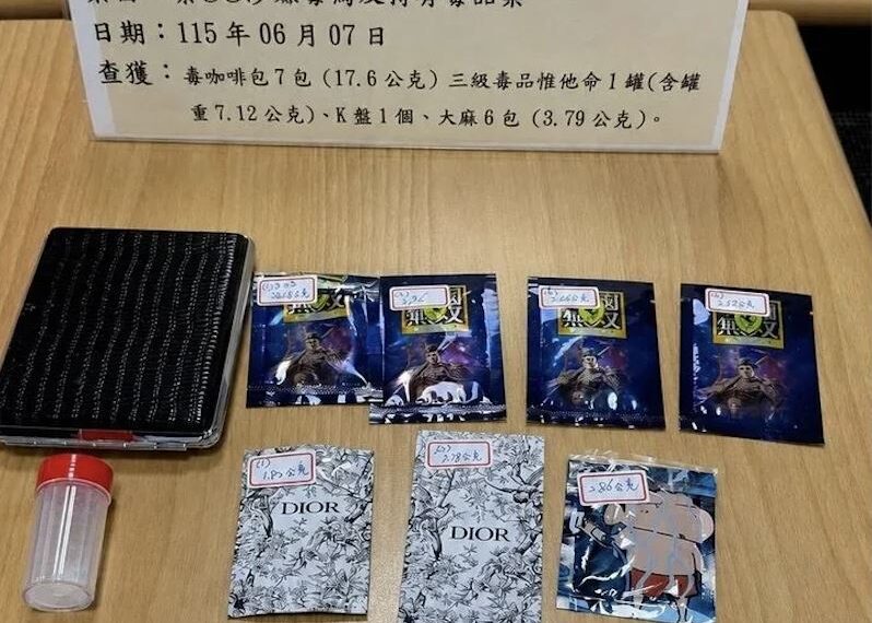 台灣新聞通訊社-毒趴剛爽完⋯秒毒駕上路!台中男「K盤隨身帶」又搜出滿滿毒品