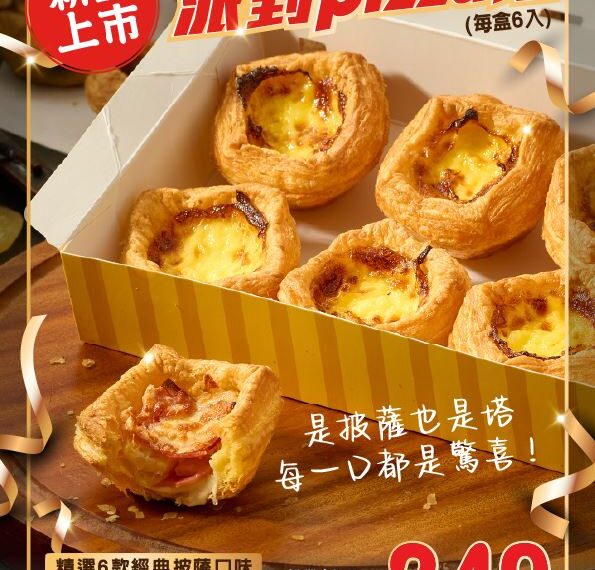 台灣新聞通訊社-披薩變蛋塔?!拿坡里「派對Pizza塔」登場 一盒吃出6種披薩口味