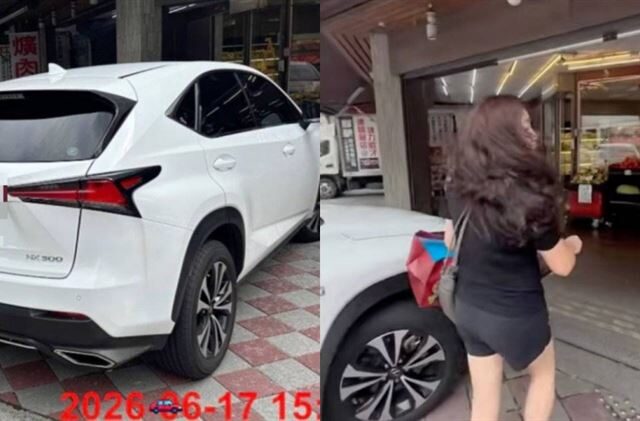台灣新聞通訊社-違停佔人行道嗆「買水果停一下」！婦叫路人等警察來　真報警竟先落跑