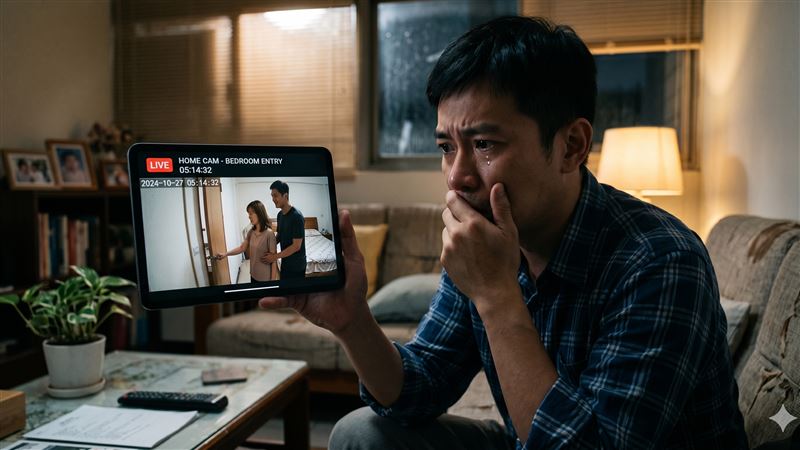 台灣新聞通訊社-綠光直擊！人夫看監控驚見妻帶小王睡　烙廚師球桿「銬冰箱私刑」下場曝