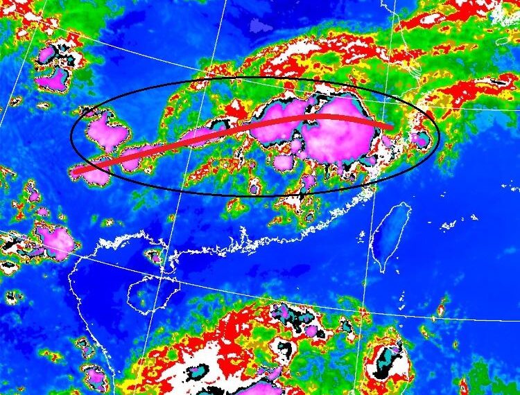 台灣新聞通訊社-北方梅雨鋒面對流爆發！鄭明典一圖示警「正往台灣靠近」　降雨時程曝