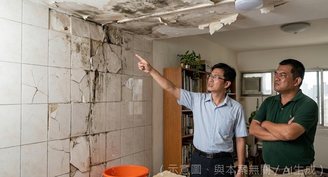 台灣新聞通訊社-社區大樓屋頂平台漏水拖5年 管委會拒修還甩鍋給住戶
