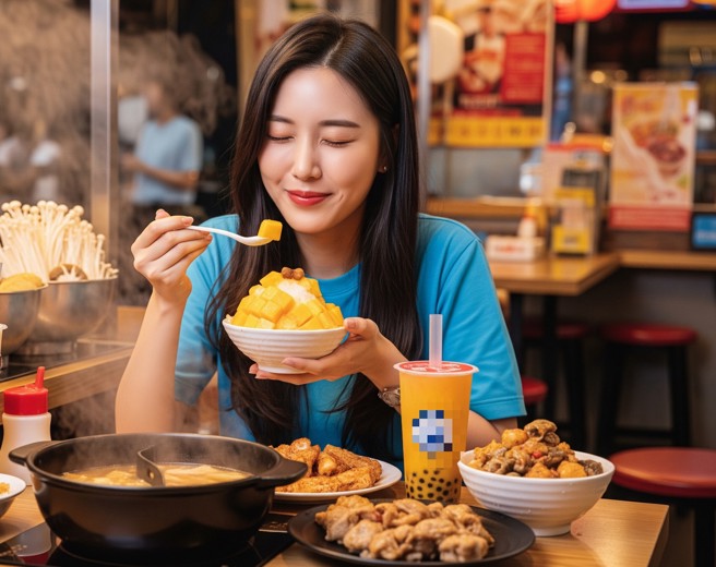台灣新聞通訊社-來台狂嗑美食!韓妞睡醒傻眼 喊「吃到最貴的是它」