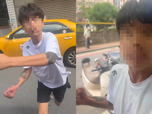 台灣新聞通訊社-拒付700元車資！淡水刺青男齜牙叫囂「會怕哦」 暴打運將畫面曝光