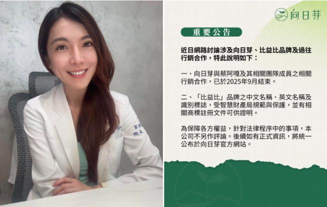 台灣新聞通訊社-品牌切割蔡阿嘎稱「去年已結束合作」 名醫喊告：感謝給律師更多方向