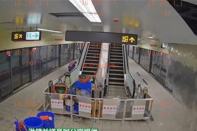 台灣新聞通訊社-廣慈/奉天宮站驚見「天降瀑布」 蔣萬安曝漏水原因