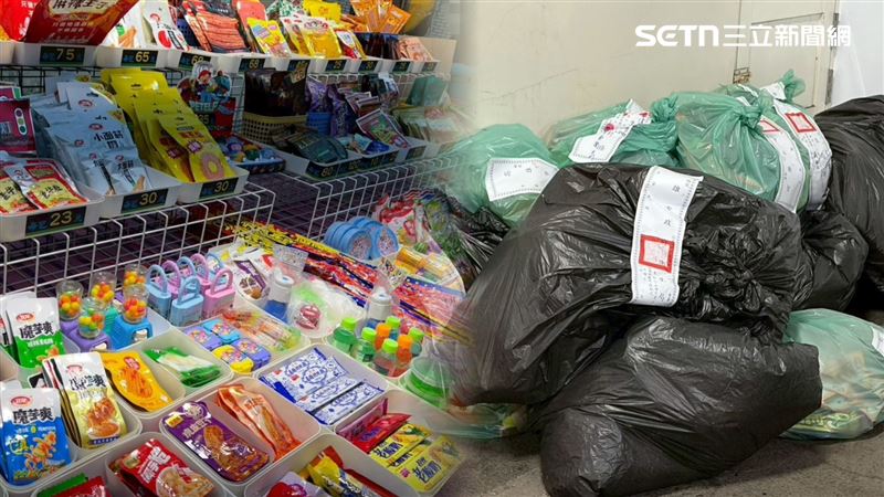 台灣新聞通訊社-大陸抖音零食…入侵夜市！市府鐵腕「垃圾袋打包53.8kg」銷毀畫面曝