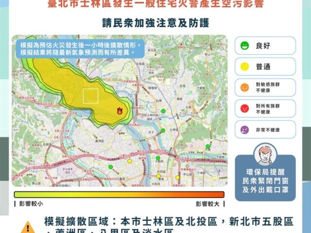 台灣新聞通訊社-北市1回收廠大火！煙霧異味瀰漫　環保局籲：士林、北投民眾加強防護