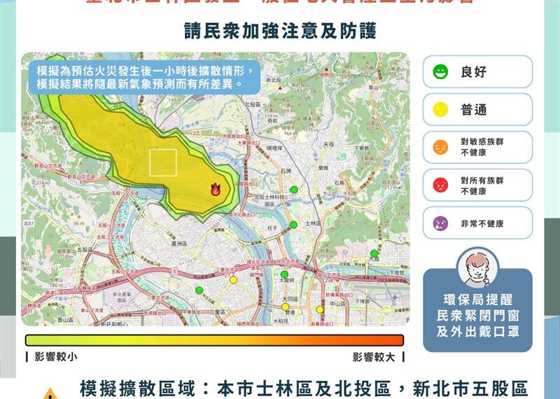 台灣新聞通訊社-北市1回收廠大火!煙霧異味瀰漫 環保局籲:士林、北投民眾加強防護