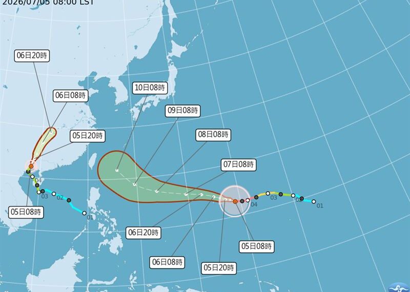 台灣新聞通訊社-巴威颱風最新路徑西修!這2天逼近台灣「下到紫爆地區曝」