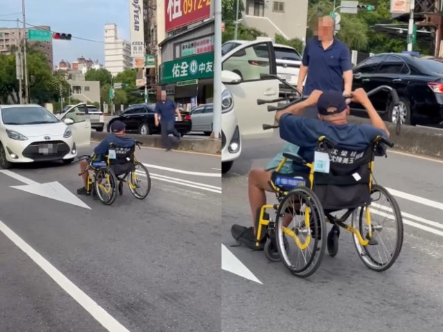 台灣新聞通訊社-台中「龜仙人」又鬧事 坐輪椅逆向擋車、舉杖亂舞
