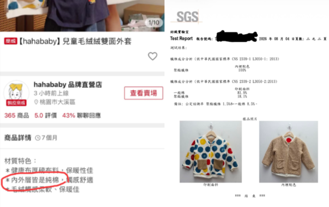 台灣新聞通訊社-二伯HAHABABY千元童裝材質「標榜純棉竟含化纖」 業界人士:非單純疏失