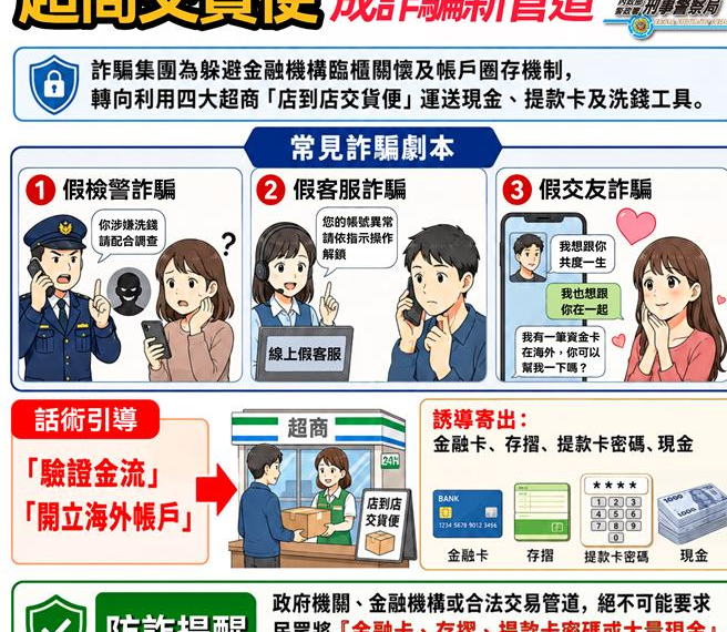 台灣新聞通訊社-男子遭詐將585萬現金寄出 超商「交貨便」成詐團洗錢新寵