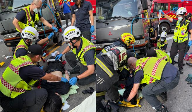 台灣新聞通訊社-台中嚴重車禍!23歲男走斑馬線遭撞卡輪下 現場救援畫面曝