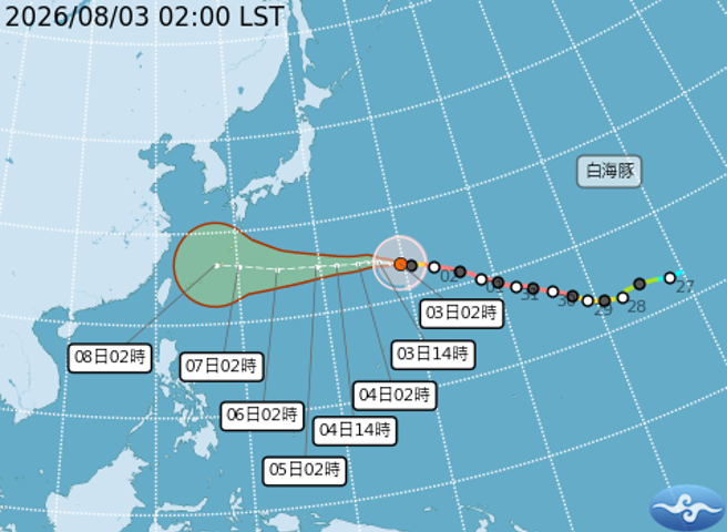 台灣新聞通訊社-天氣》白海豚周末最靠近「可能發海警」 周五起風雨加劇
