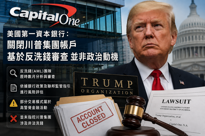 台灣新聞通訊社-美國第一資本銀行:關閉川普集團帳戶基於反洗錢審查 非政治動機